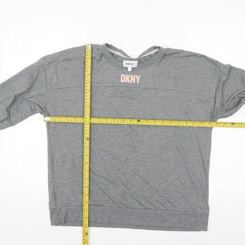 DKNY Women Grey Long Sleeve Crew Neck Jersey T-Shirt M