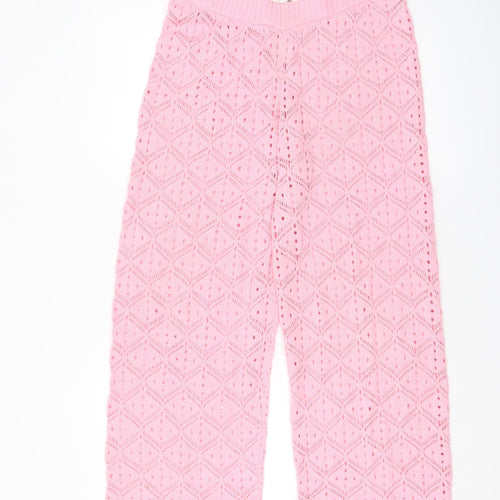 The Frolic Womens Pink Knit Cropped Trousers Size 14
