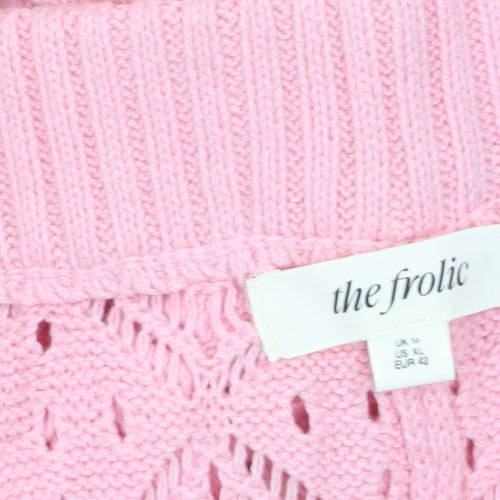 The Frolic Womens Pink Knit Cropped Trousers Size 14