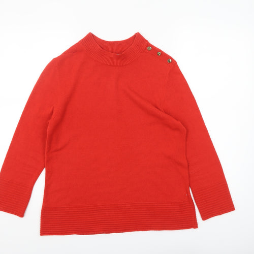 Marks and Spencer Women’s Red Mock Neck Button Pullover Jumper Size 14
