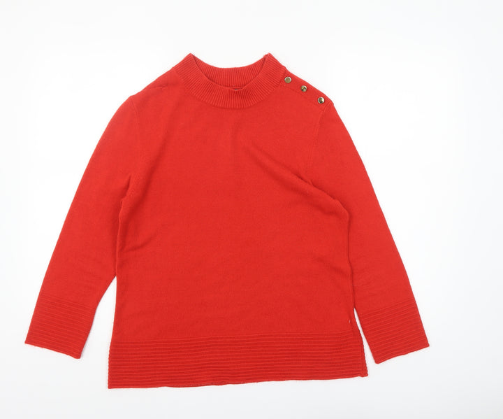 Marks and Spencer Women’s Red Mock Neck Button Pullover Jumper Size 14