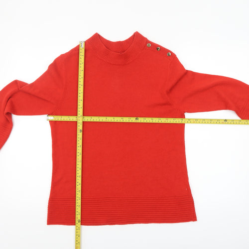 Marks and Spencer Women’s Red Mock Neck Button Pullover Jumper Size 14