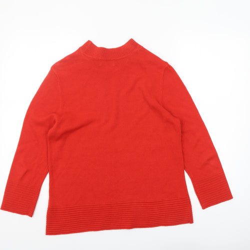 Marks and Spencer Women’s Red Mock Neck Button Pullover Jumper Size 14