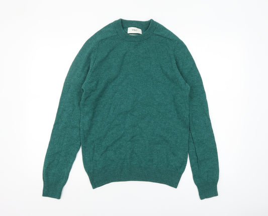 Marks and Spencer Men’s Green Wool Crew Neck Jumper Size S