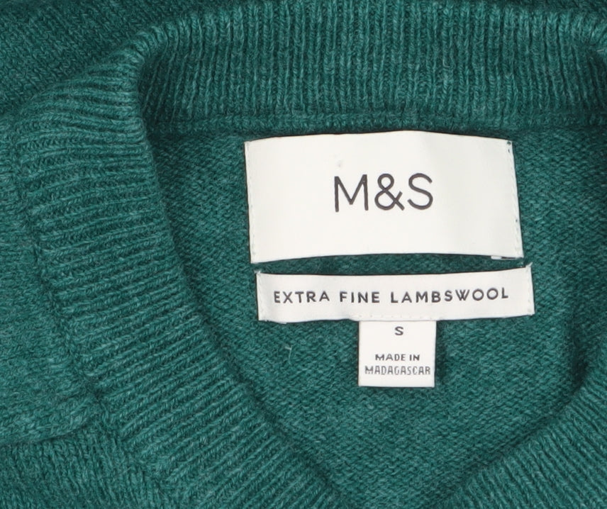 Marks and Spencer Men’s Green Wool Crew Neck Jumper Size S