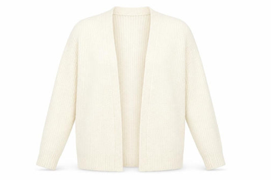 Front view of ASOS Women Ivory Chunky Knit Open Front Cardigan UK 6