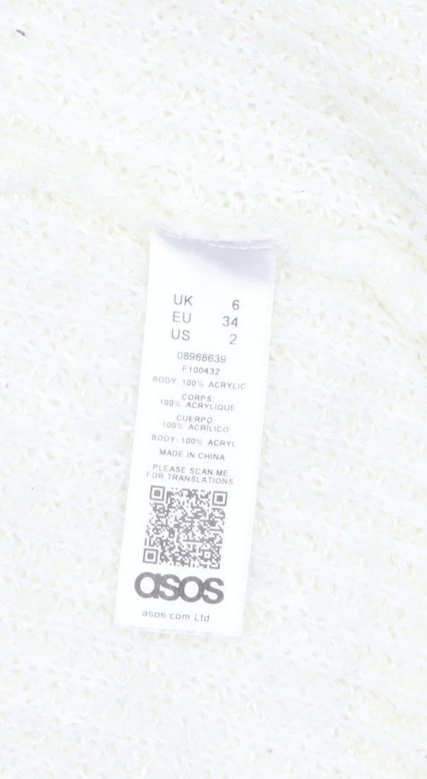 ASOS Women Ivory Chunky Knit Open Front Cardigan UK 6