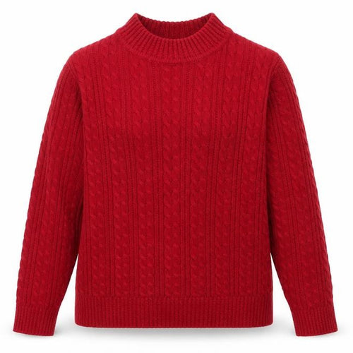 Isle Women Red Cable-Knit Acrylic Jumper Size S 10-12