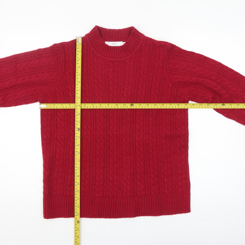 Isle Women Red Cable-Knit Acrylic Jumper Size S 10-12