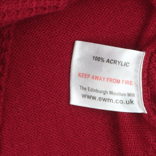 Isle Women Red Cable-Knit Acrylic Jumper Size S 10-12