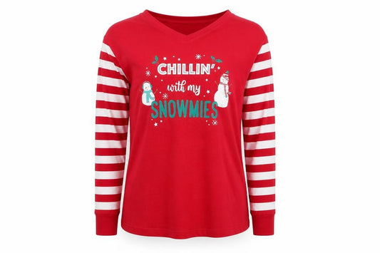 Festive Fun Women Red Striped Long Sleeve Christmas Pyjama Top Size 10-12