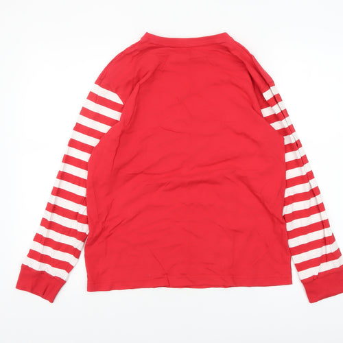 Festive Fun Women Red Striped Long Sleeve Christmas Pyjama Top Size 10-12