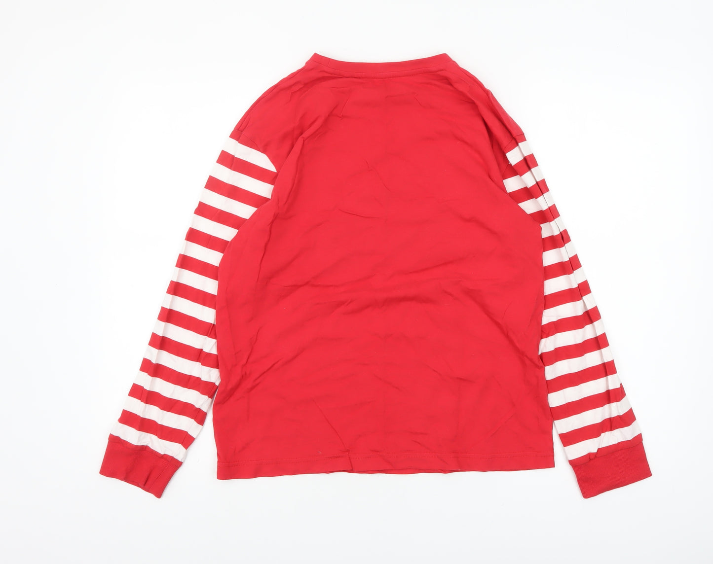 Festive Fun Women Red Striped Long Sleeve Christmas Pyjama Top Size 10-12