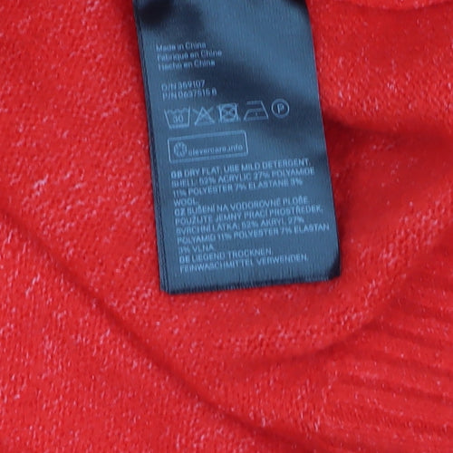 H&M Women's Red V-Neck Relaxed Fit Knit Jumper Size S