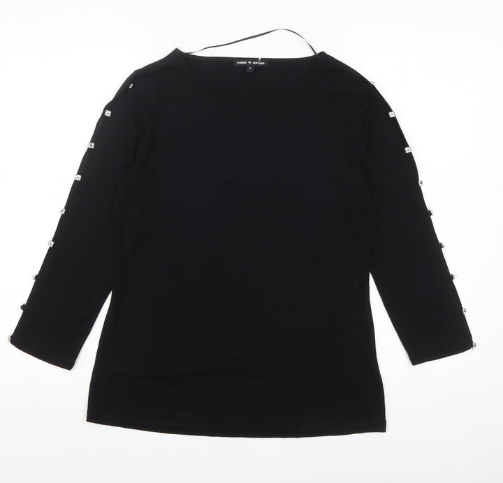 Cable & Gauge Women’s Black 3/4 Sleeve Stretch Jersey Top Size M