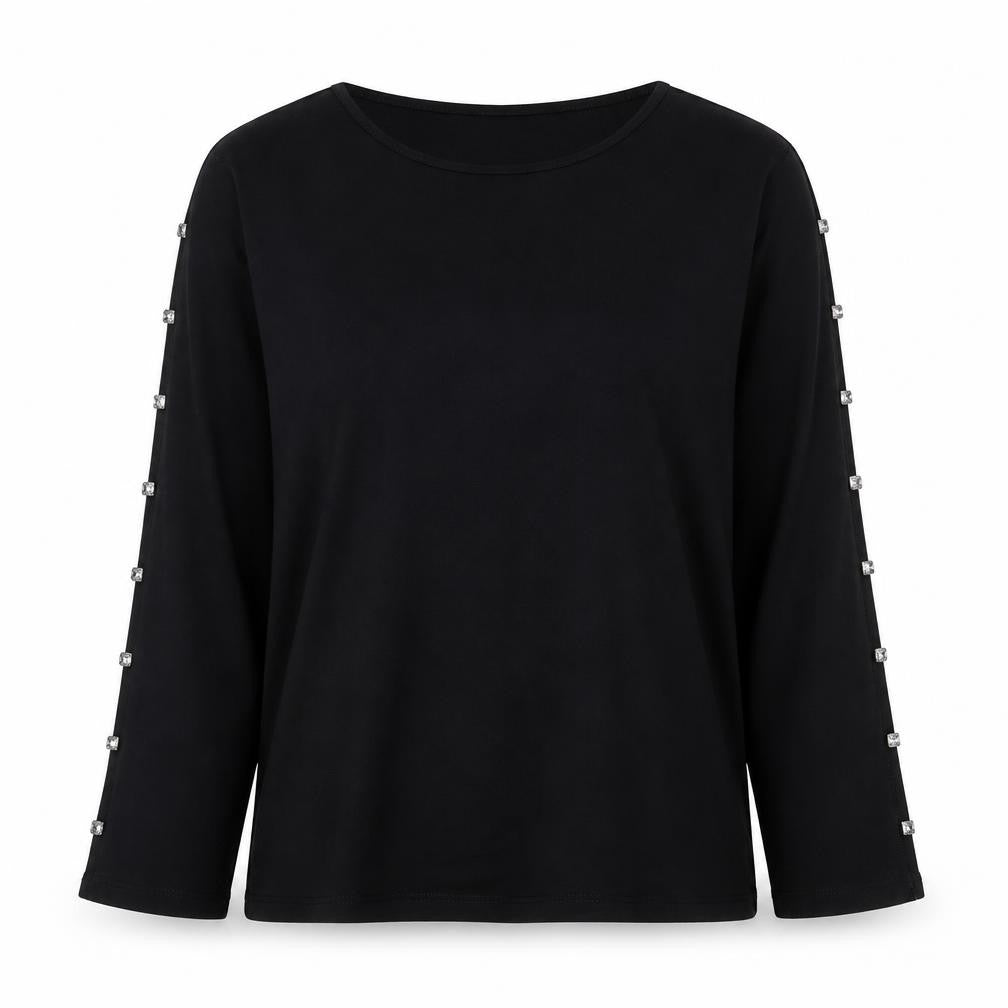 Cable & Gauge Women’s Black 3/4 Sleeve Stretch Jersey Top Size M