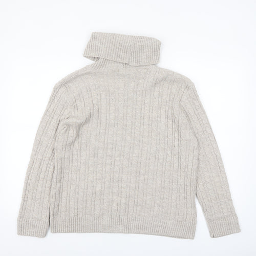 Sugar Crisp Womens Beige Roll Neck Cable-Knit Jumper L