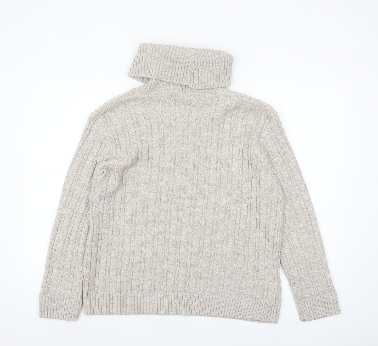 Sugar Crisp Womens Beige Roll Neck Cable-Knit Jumper L