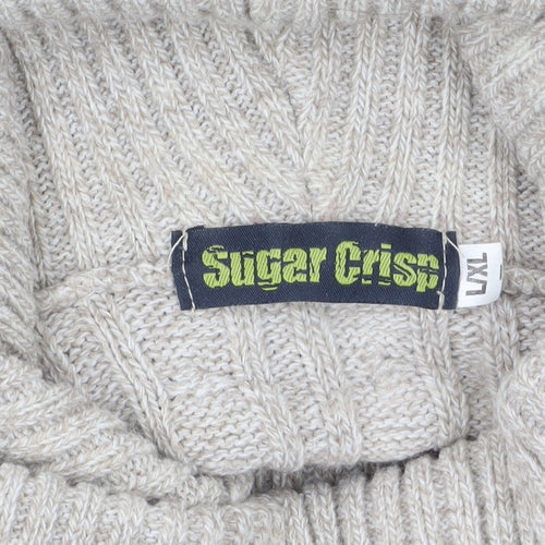 Sugar Crisp Womens Beige Roll Neck Cable-Knit Jumper L
