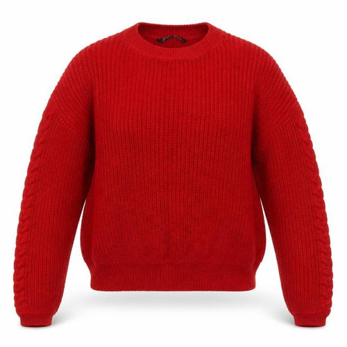 Stradivarius Women Red Chunky Knit Crew Neck Jumper Size 8