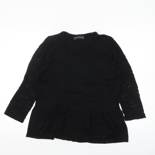 Marks and Spencer Womens Black UK 14 Peplum Lace Sleeve Jumper
