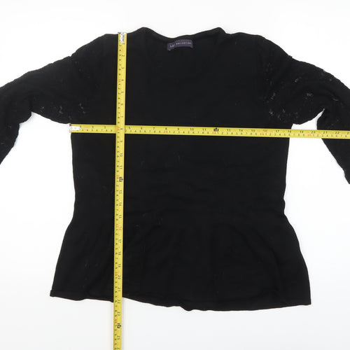 Marks and Spencer Womens Black UK 14 Peplum Lace Sleeve Jumper