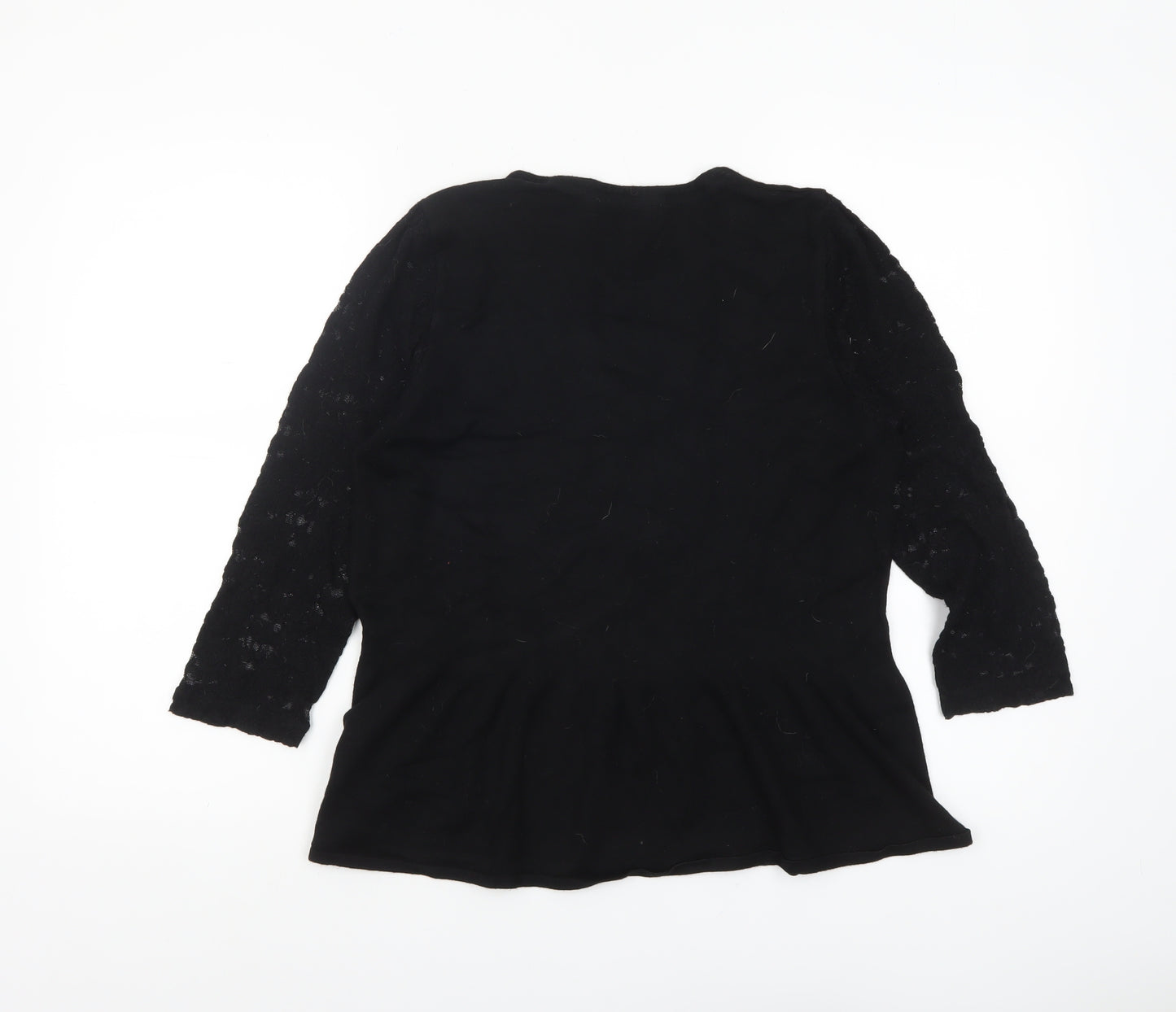 Marks and Spencer Womens Black UK 14 Peplum Lace Sleeve Jumper