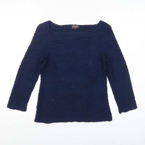 Phase Eight Women Navy Blue Long Sleeve Textured Tunic Top Size 8