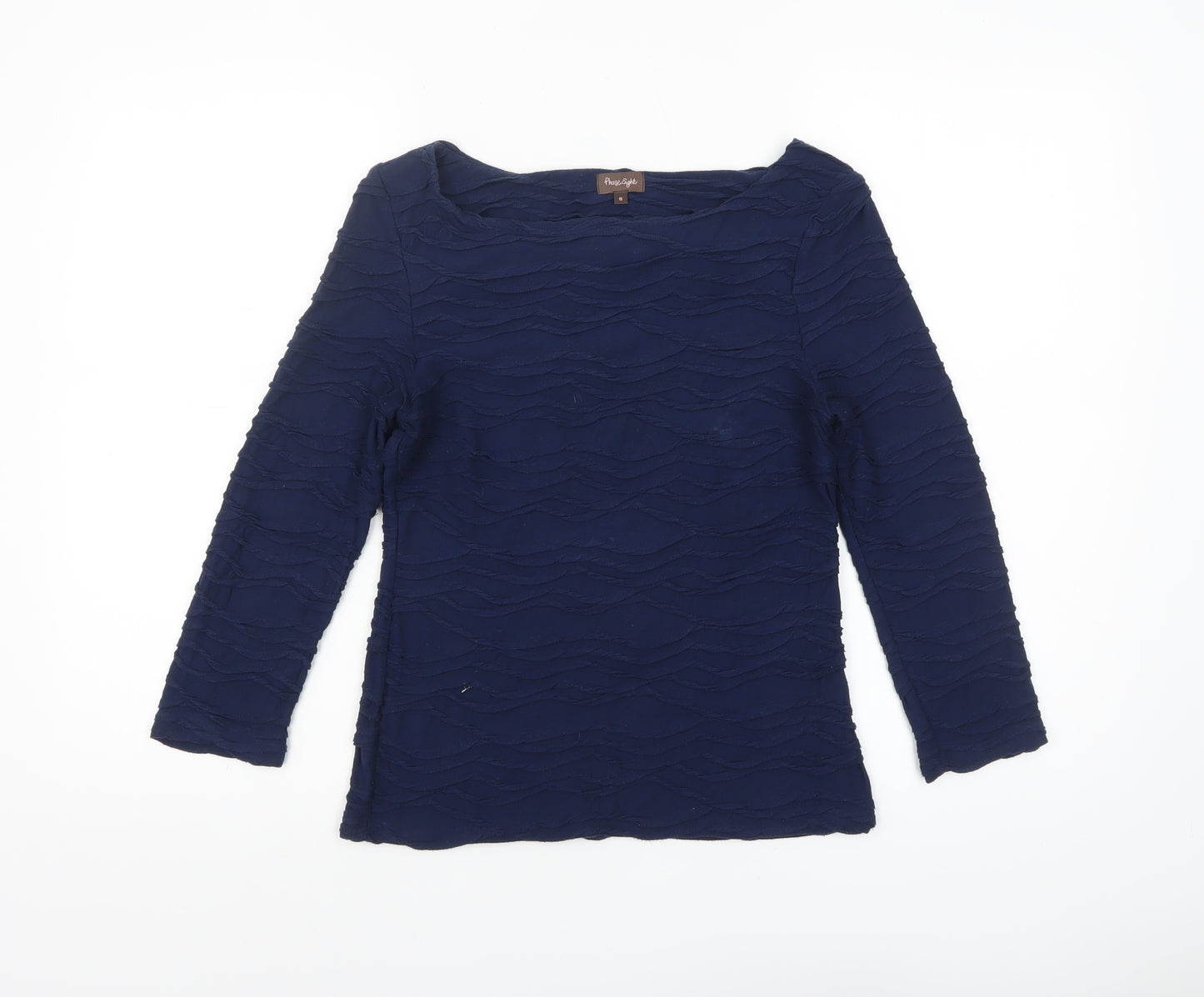 Phase Eight Women Navy Blue Long Sleeve Textured Tunic Top Size 8