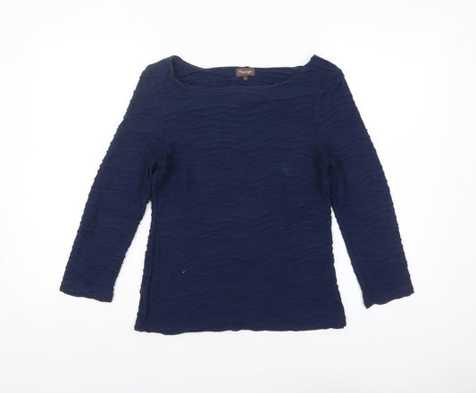 Phase Eight Women Navy Blue Long Sleeve Textured Tunic Top Size 8