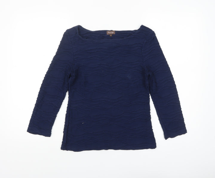 Phase Eight Women Navy Blue Long Sleeve Textured Tunic Top Size 8