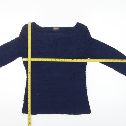 Phase Eight Women Navy Blue Long Sleeve Textured Tunic Top Size 8