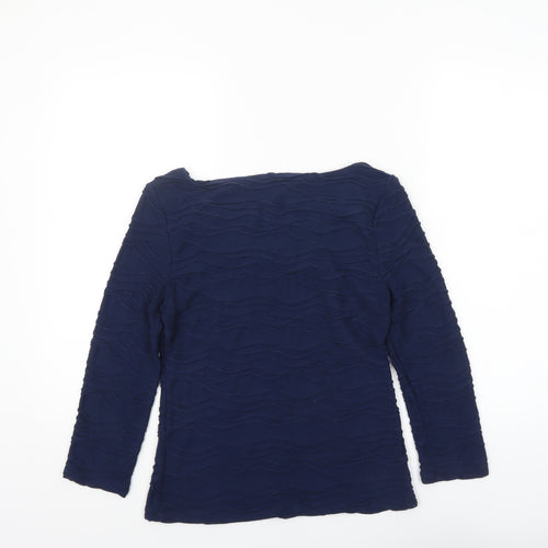 Phase Eight Women Navy Blue Long Sleeve Textured Tunic Top Size 8