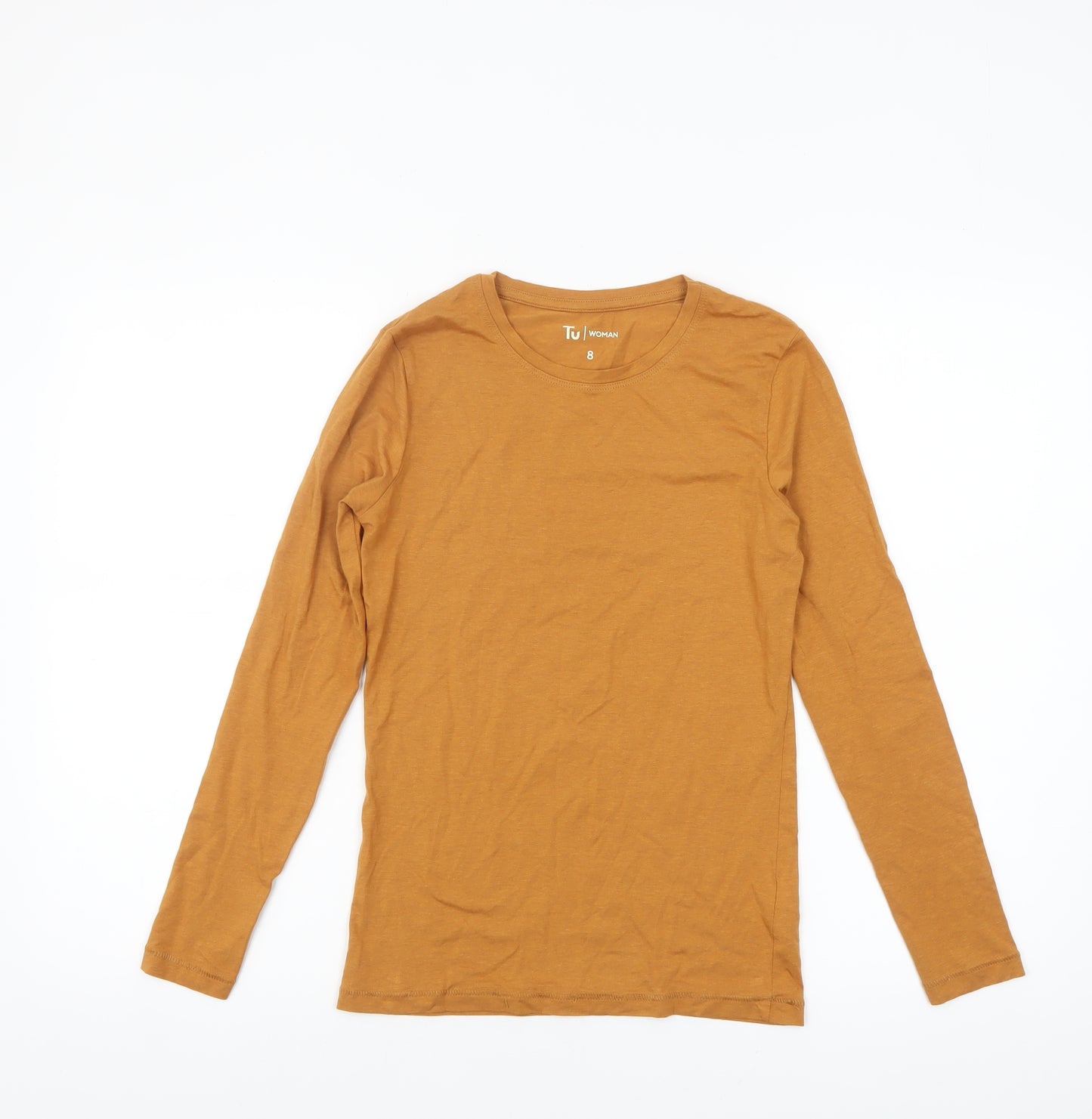 Tu Woman Mustard Long Sleeve Cotton Blend T-Shirt Size 8