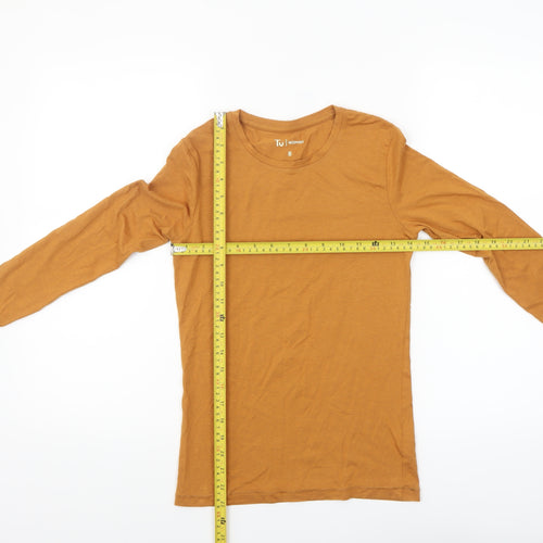 Tu Woman Mustard Long Sleeve Cotton Blend T-Shirt Size 8