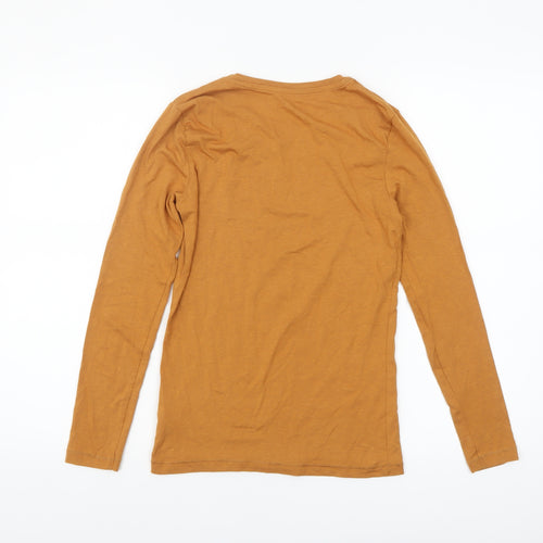 Tu Woman Mustard Long Sleeve Cotton Blend T-Shirt Size 8