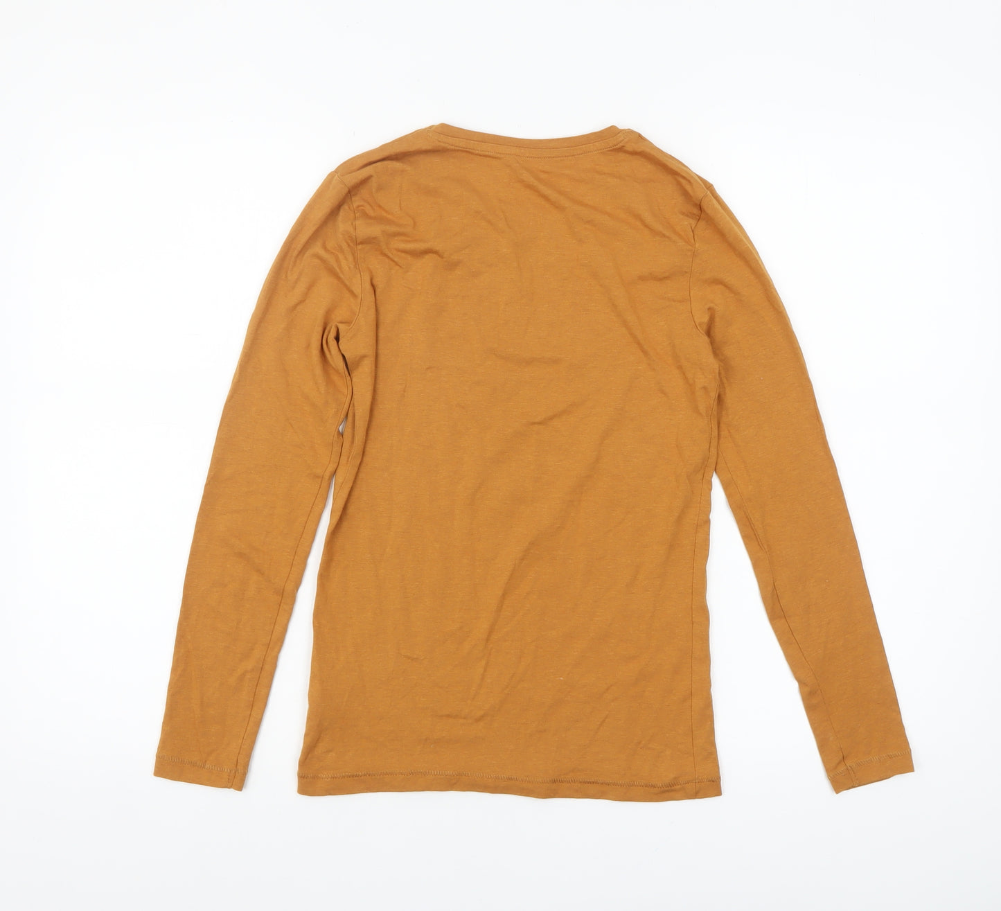 Tu Woman Mustard Long Sleeve Cotton Blend T-Shirt Size 8