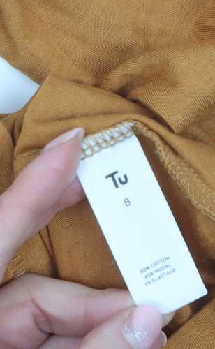 Tu Woman Mustard Long Sleeve Cotton Blend T-Shirt Size 8
