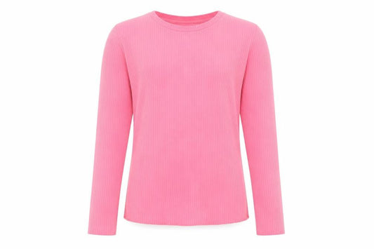 F&F Girls Pink Ribbed Long Sleeve Cotton Stretch T-Shirt 13-14 Years
