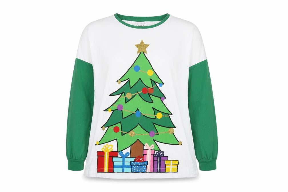Peacocks Womens Multicoloured Long Sleeve Christmas Nightshirt Size 10-12
