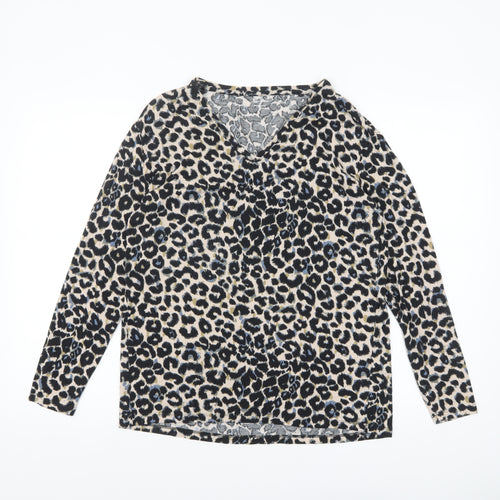 Tu Women's Multicoloured Leopard Print Viscose Long Sleeve Top Size 10
