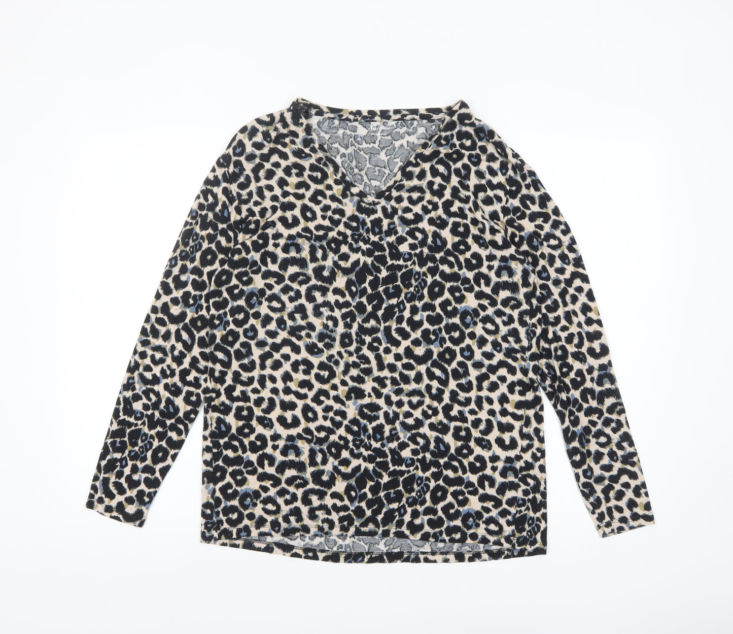 Tu Women's Multicoloured Leopard Print Viscose Long Sleeve Top Size 10