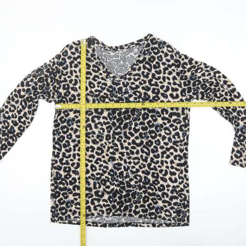 Tu Women's Multicoloured Leopard Print Viscose Long Sleeve Top Size 10