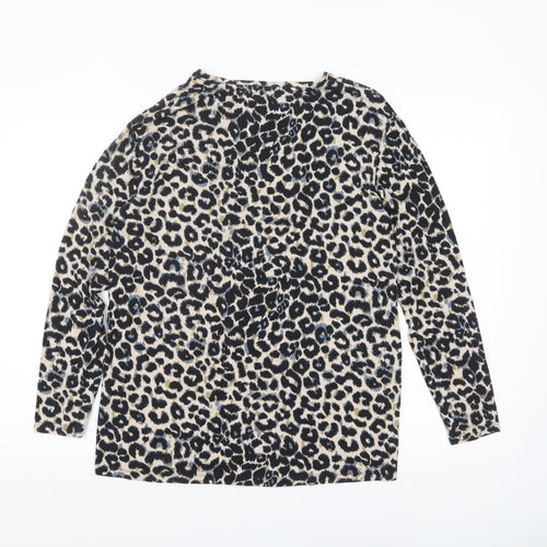 Tu Women's Multicoloured Leopard Print Viscose Long Sleeve Top Size 10