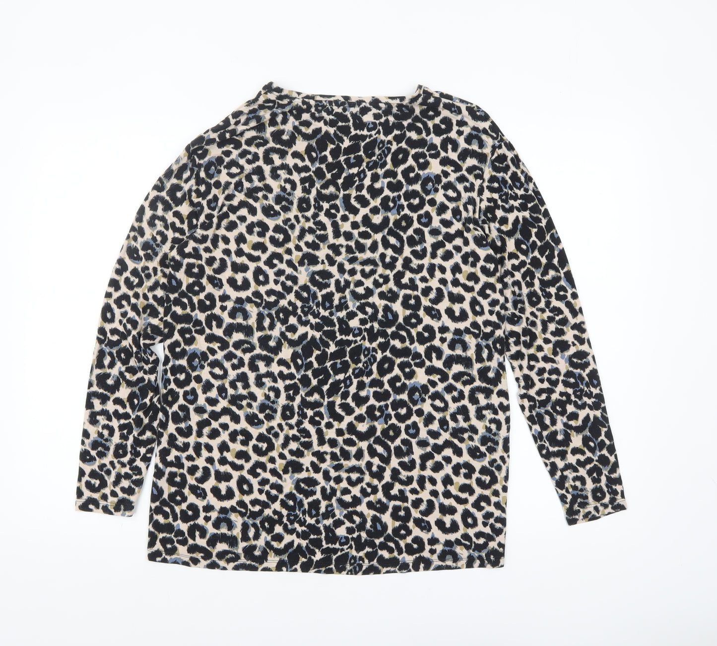 Tu Women's Multicoloured Leopard Print Viscose Long Sleeve Top Size 10