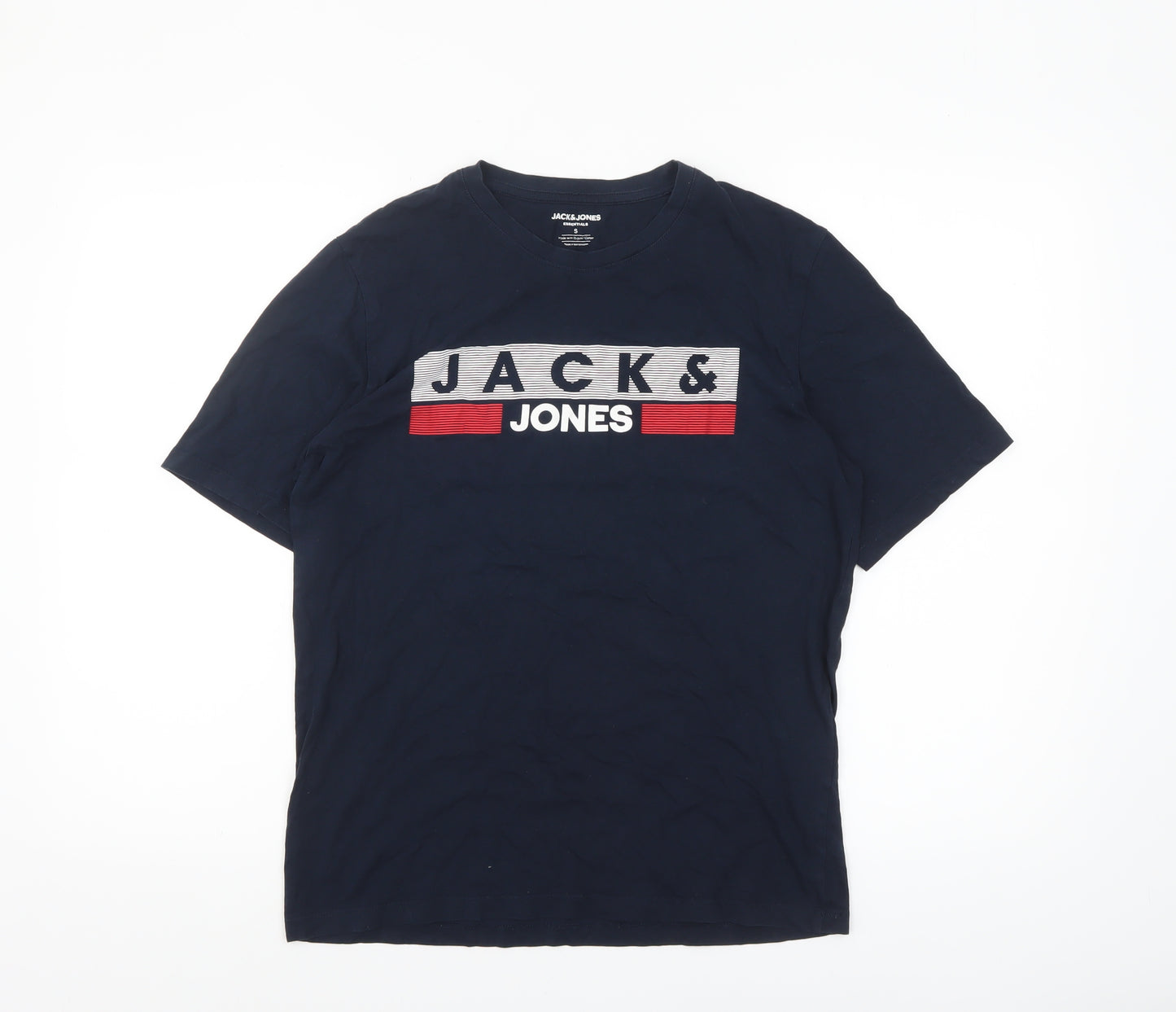 Jack & Jones Men's Blue Logo Cotton T-Shirt Size S