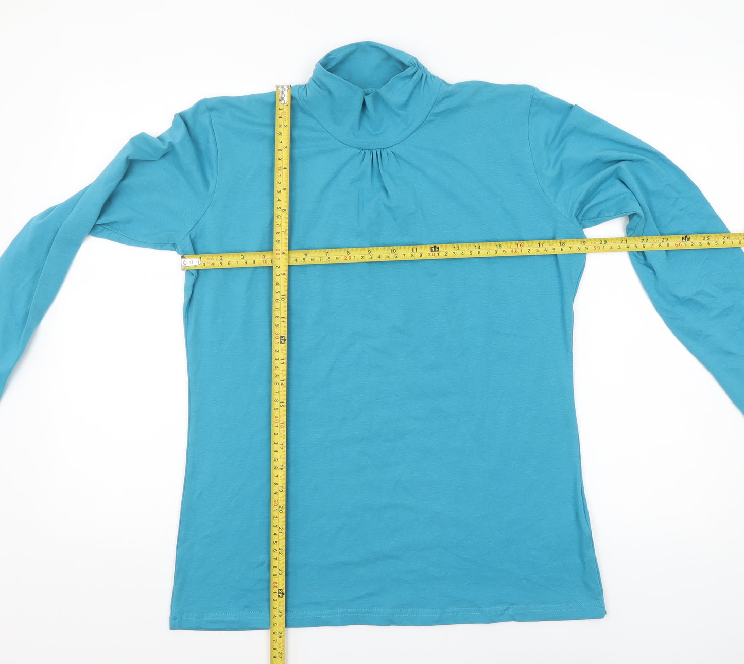 Atlas for Women Blue Roll Neck Long Sleeve Top UK 12-14 Regular