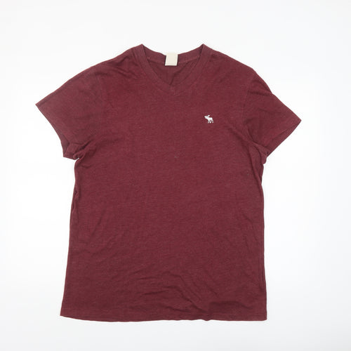 Abercrombie & Fitch Men's Red XL V-Neck Short Sleeve T-Shirt