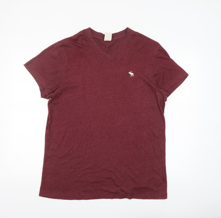 Abercrombie & Fitch Men's Red XL V-Neck Short Sleeve T-Shirt
