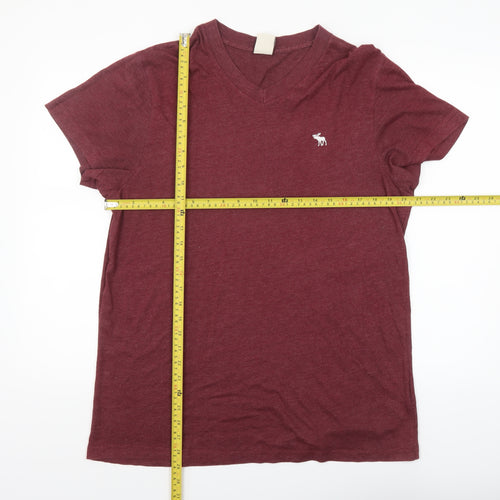 Abercrombie & Fitch Men's Red XL V-Neck Short Sleeve T-Shirt